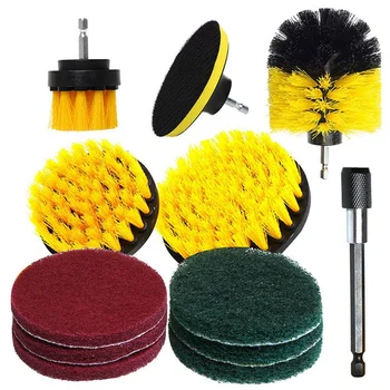 12 БР. Електрическа Чистящая четка С жълта дюза За почистване и полиране на пода и стените Метал + пластмаса