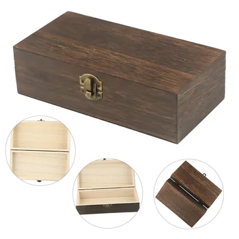 1бр Правоъгълна Дървена Кутия За Съхранение на Ретро Обтегач Дървена Кутия За Опаковане на Бижута, Кутии Мида Дървена Подарък Кутия Контейнер За Съхранение