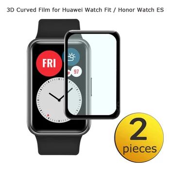 2 ЕЛЕМЕНТА Защитно фолио за екрана Huawei Watch Fit със защита от надраскване, 3D извити защитно фолио е с пълно покритие за каишка за Честта Watch ES