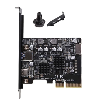 2 Порта PCI-E 4X USB 3.2 Gen 2 Карта за разширяване A Type C предни connector Type E 19P/20P 10 gbps Полноскоростная предаване