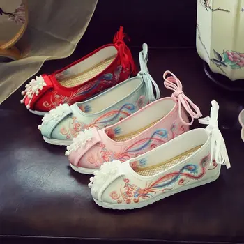 2024 китайската традиционна обувки hanfu в ретро стил с бродерия, дамски обувки, рокля, обувки в древен стил, обувки минг made hanfu qipao shoes