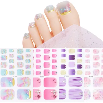 22 Съвети Нова стикер за нокти на краката 3D-лепенки за нокти на краката Фолио Имитация на Диамант момичета Сладък лак за нокти Фолио Стикери за нокти-арт