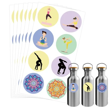 240 Бр Стикери на тема йога, 2-инчови цветни стикери с цифри С, Подарочное украса