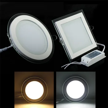 3 цветни стъклени led SMD LED панел Тавана-Вградени лампа AC85-265V Led SMD лампа 6 W 9 W И 12 W 18 W Домашно осветление 1бр