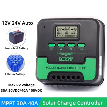 30A 40A 12V 24V MPPT Контролер на заряд на слънчеви батерии 50VDC 100VDC Регулатор на слънчеви панели за оловно-киселинната/херметични/гелевой/литиева батерия