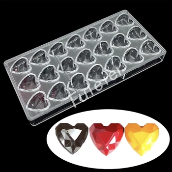 3D форма за шоколад във формата на ромбовидного сърца на Св. Валентин, Сладкарски инструменти, форма за печене, под формата на бонбони за украса