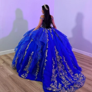 Ashely Alsa кралско синьо пищни рокля с аппликацией, бална рокля за момичета на 15 години, хубава рокля за абитуриентски бал за момичета 16-15 години, арабско рокля