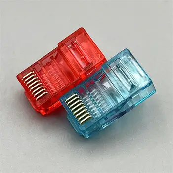 Ethernet Модулен Щепсел Мрежов конектор RJ-45 Crystal Heads Cat5 Цвят Cat5e Позлатен кабел