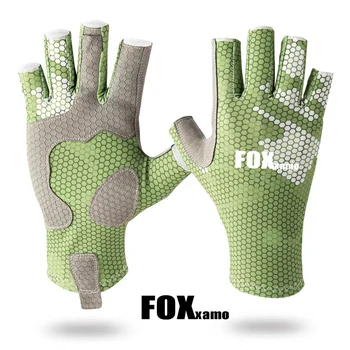 Foxxamo Велосипедни Ръкавици UPF50 + за риболов, които са Устойчиви На Uv и против хлъзгане, Ръкавици, Слънчеви Спортни Ръкавици За Морски Риболов на открито с половин пръст