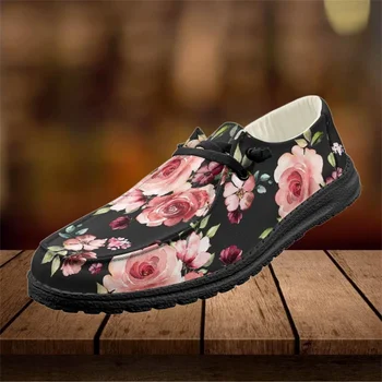 INSTANTARTS, Пролетни обувки на плоска подметка с готическа цветисти принтом, Дамски ежедневни лоферы с квадратни пръсти, здрави обувки на плоска подметка, Обувки за шофиране, Маратонки, дамски обувки-лодка