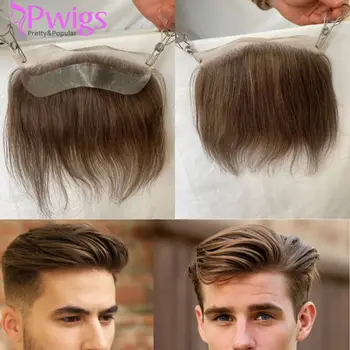 Pwigs Прозрачно HD Невидимото дантела отпред, линията на растеж на косата, Френската дантела отпред, Мъжка перука отпред, 4 # Кафява перука