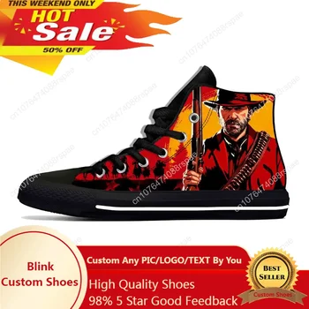 Red Dead Redemption RDR2 Аниме Мультяшная играта Забавно Ежедневни Тъканта, обувки с висок берцем, Леки, Дишащи Мъжки и дамски маратонки с 3D принтом