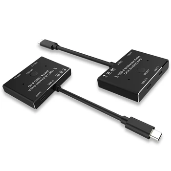 USB KVM C Двупосочен Switch 1X2/2X1 USB 3.1 Дърва Data Video Switcher 8K @ 30Hz PD 100W За PC Монитор Мобилен Телефон