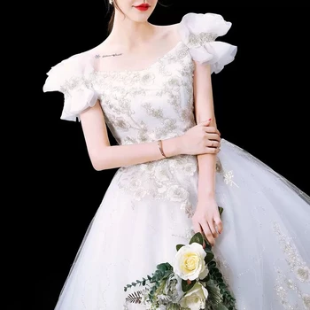XXN-133 # Сватбена рокля за младоженци, Вышитое Дантела върху Мрежата, С Открити Рамене, Дантела, Русалка, Тромпет, Индивидуален размер, безплатна доставка на едро