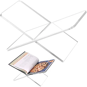 Акрилни книгата притежател на X-образна поставка за готварска книга, списания с меню рецепти, сборник с разкази за показване и четене на книги