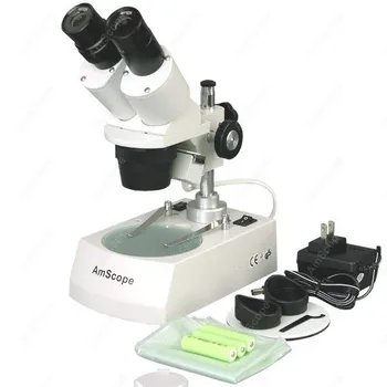Безжична led стереомикроскоп-AmScope Доставя Безжичен led стереомикроскоп с две лампи, 5X-10X-15X-30X
