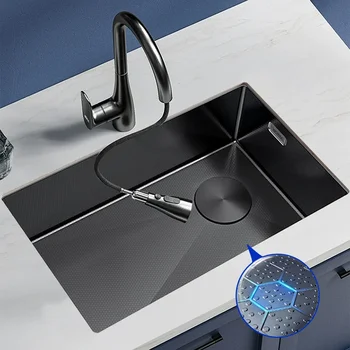Битова кухненска мивка от неръждаема стомана, голяма однощелевая cellular мивка с Нано-релефни, мивка за мивка, мивка за долен монтаж