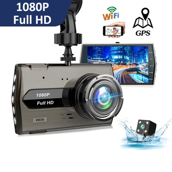 Видеорекордер WiFi Автомобилен видеорекордер за обратно виждане 1080P Видео Black Box един dashcam Автоматична камера за кола, GPS дървар Автомобилни Аксесоари