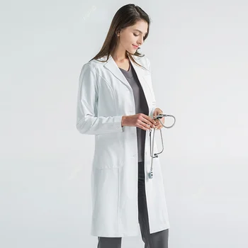 Висококачествен бял халат, лабораторен халат, униформи лекар на болницата, тънка униформи на медицински сестри, униформи за спа, униформи за медицински сестри, ексфолианти, медицински униформи за жени