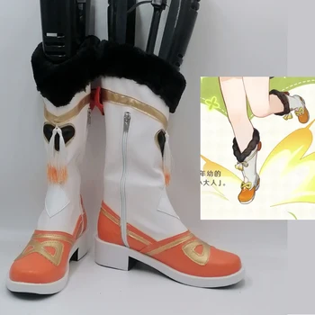 Горещи обувки Genshin Impact Yaoyao, дълги ботуши за cosplay, Женски / мъжки обувки за Хелоуин за момичета и момчета, обувки с героите от изкуствена кожа, размер 220-275