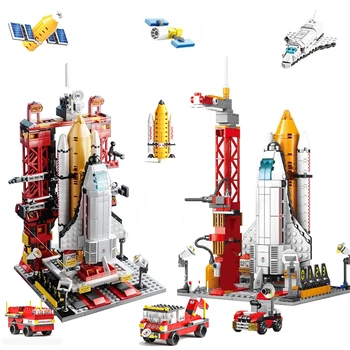 Градска космическа станция, запускающая на ракети, Мини-модел, Строителни блокове, Космически самолети, Тухли, Играчки за деца, подаръци