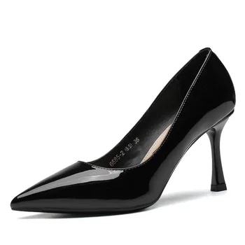 Дамски летни марка обувки на висок ток, однотонная Корея дамски обувки на ток 6,5 и 8,5 см, секси ботуши с гумени подметки GH0114