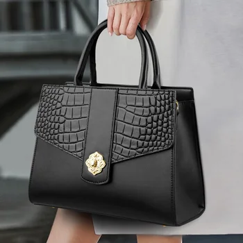 Дамски Луксозна чанта, Дамска чанта, Дизайнерска чанта през рамо, женствена чанта от крокодилска кожа, дамски чанта през рамо, модерна чанта
