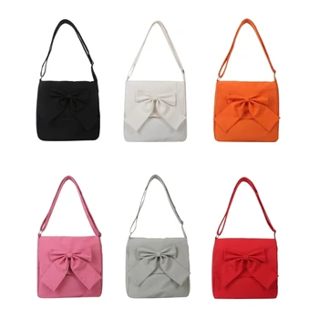 Дамски однотонная чанта през рамо, скъпа чанта през рамо с лък, чанта-месинджър в японски стил, малка квадратна чанта за момичета лято