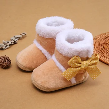 Детски памучен обувки за бебета, декоративна зимни обувки с папийонка за момчета и момичета, пешеходната обувки с мека подметка 0-18 месеца