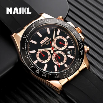 Дизайнерски часовници MAHAELA Луксозни кварцов часовник с автоматично датата, Светещи Мъжки Спортни хронограф, 30-метрови Водоустойчив ръчен часовник, часовници GM06