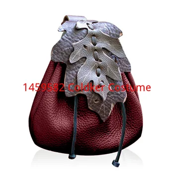 Европейската средновековна поясная чанта с кожен шарките на листата, поясная чанта за жени, реколта джобни чанта с изображение на елф-елф, аксесоар за костюм
