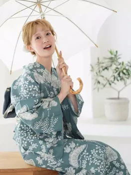 Жена традиционно кимоно в японски стил, памучно ретро-дълга рокля за пътуване, официалната Юката, костюм за cosplay
