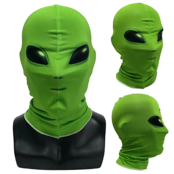 Зелена маска на чужденец, cosplay, НЛО, Извънземни маски за цялото лице, каска, Карнавал, Маскарад, костюм за парти за Хелоуин, реквизит