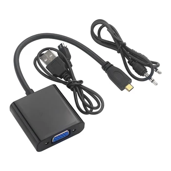 Кабел-адаптер Micro-HDMI-VGA конвертор Видео 1080P с аудиоразъемом USB Кабел захранване за камери за Raspberry Pi 4