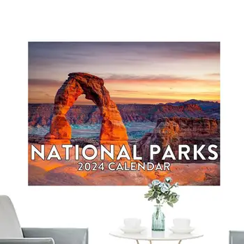 Календар на националните паркове в 2024 година Календар на националните паркове в 2024 година Стенен календар размер 9x11 инча с отворен подарък, Разгледайте Нашите Защитените земи