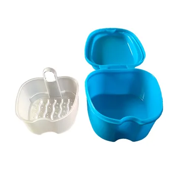 Калъф за ванички за зъбни протези Кутия за съхранение на вставных челюстите с извънбордов мрежесто контейнер Пластмасов Органайзер за изкуствени зъби Грижа за зъбите