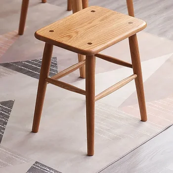 Квадратен стол от масивно дърво в скандинавски стил, маса за хранене, столче от бял дъб и череша, оригинални дървени минималистичен кабанчик в японски стил