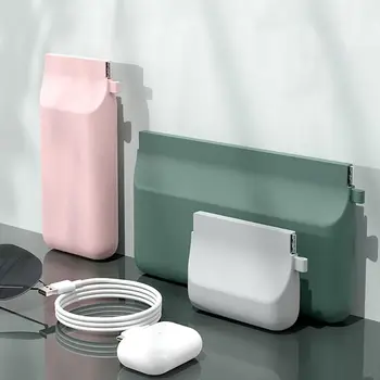 Ключ U Диск Чанта за слушалки Пътен кабел USB Силиконова кутия за очила Зарядно за телефон, Преносим органайзер за козметични четки за Домашен Офис