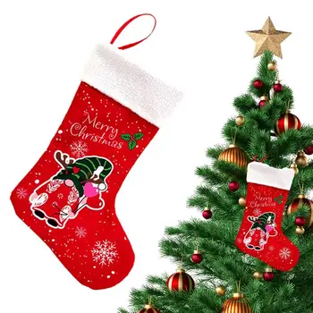 Коледни чорапи на Дядо Коледа и с джуджетата, Подарък чорапи на Дядо Коледа, преносими Коледни чорапи, бижута, висящи по чорапи за пазаруване