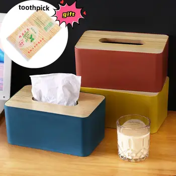 Кутия за салфетки Дървена Проста в скандинавски стил, калъф за носа шалове, Диспенсер за хартиени кърпички, органайзер за тоалетна хартия, контейнер за хартия, кутия