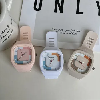 Луксозни Модерни Силиконови часовници Жените Качествени Квадратни Кварцов Ръчен часовник Студентски Дамски Часовници Подарък Montre Femme