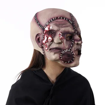 Маска ужас за Хелоуин с три лица, мека латексова маска за лице за Хелоуин