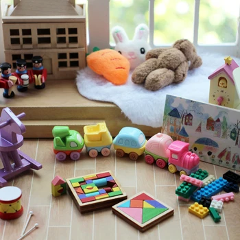 миниатюрен куклена къща 3шт, детска стая, модел на автомобил, мини-декорация на дома, за куклено аксесоари, играчки
