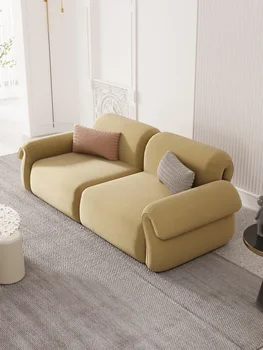 Модерен и луксозен текстилен диван за малък апартамент на три или четири души, вграден фланелевый диван