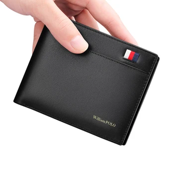 Модерен портфейл от естествена кожа, мъжки кратък висококачествен държач за карти, мултифункционален персонализирани портфейл за монети, чанта за карти