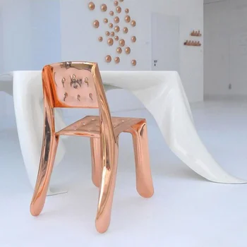 Модерно кресло със специална форма от неръждаема стомана, италиански проста маса за хранене, стол за почивка в минималистичен стил