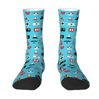 Модни Чорапи с Логото на медицински Сестри за Грижи за Болни, за Мъже И Жени, Разтеглив, Летни, Есенни и Зимни Чорапи За Екипажа