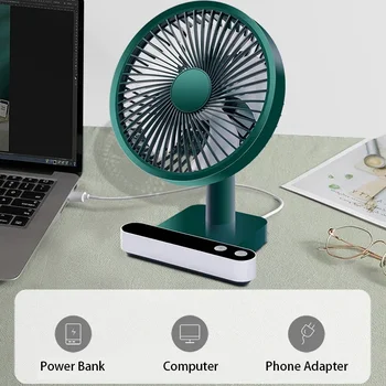 Настройки за Мини тенис на охлаждащ вентилатор 5000 mah, USB Акумулаторна осцилиращ настолен вентилатор с 4 платна регулируема глава Персонален вентилатор за домашен офис