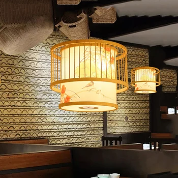 Нов Окачен Лампа За Китайски Ресторант, Хол На Хотела, Лампа За Чайната Стая, Японското Декоративно Изкуство, Бамбук Полилей Ръчно Изработени