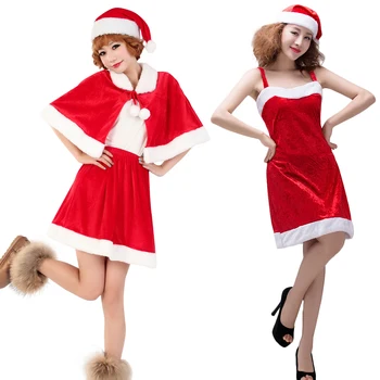 Нова година Модерен секси костюм на Дядо Коледа Cospaly с подарочным раница Класически и удобен Червен танц халат за Коледа